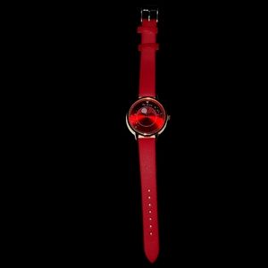 Red Faux Leather Strap Watch